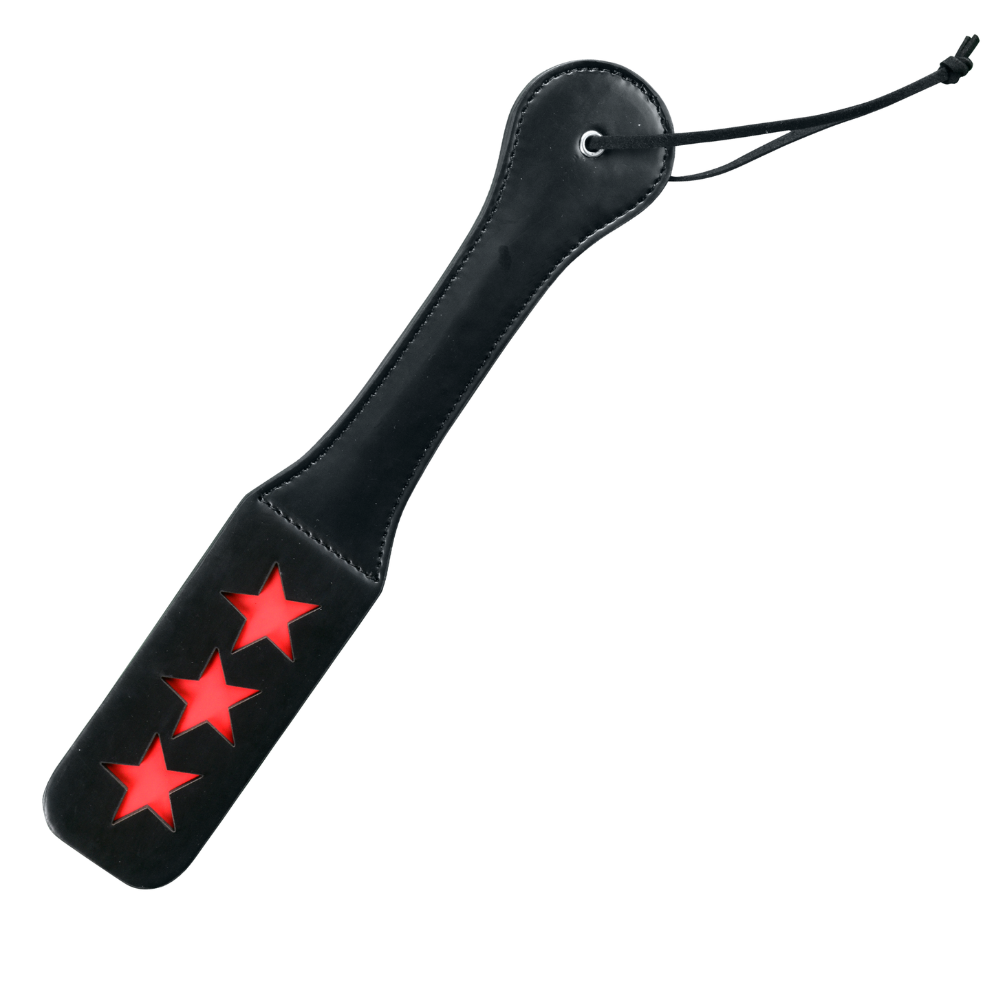 Paddle - 3 Stars Imprint PVC Faux Leather Impact Slapper