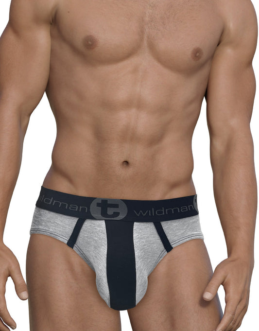 WILDMANT - Stretch Cotton Big Boy Pouch Brief Gray/Black