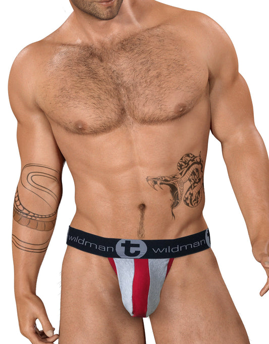 WildmanT Stretch Cotton Strapless Jock Big Boy Pouch Gray/Red - Big Penis Underwear, WildmanT - WildmanT