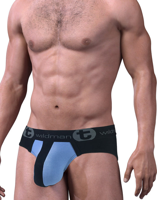 WILDMANT - Stretch Cotton Big Boy Pouch Brief Black/Blue