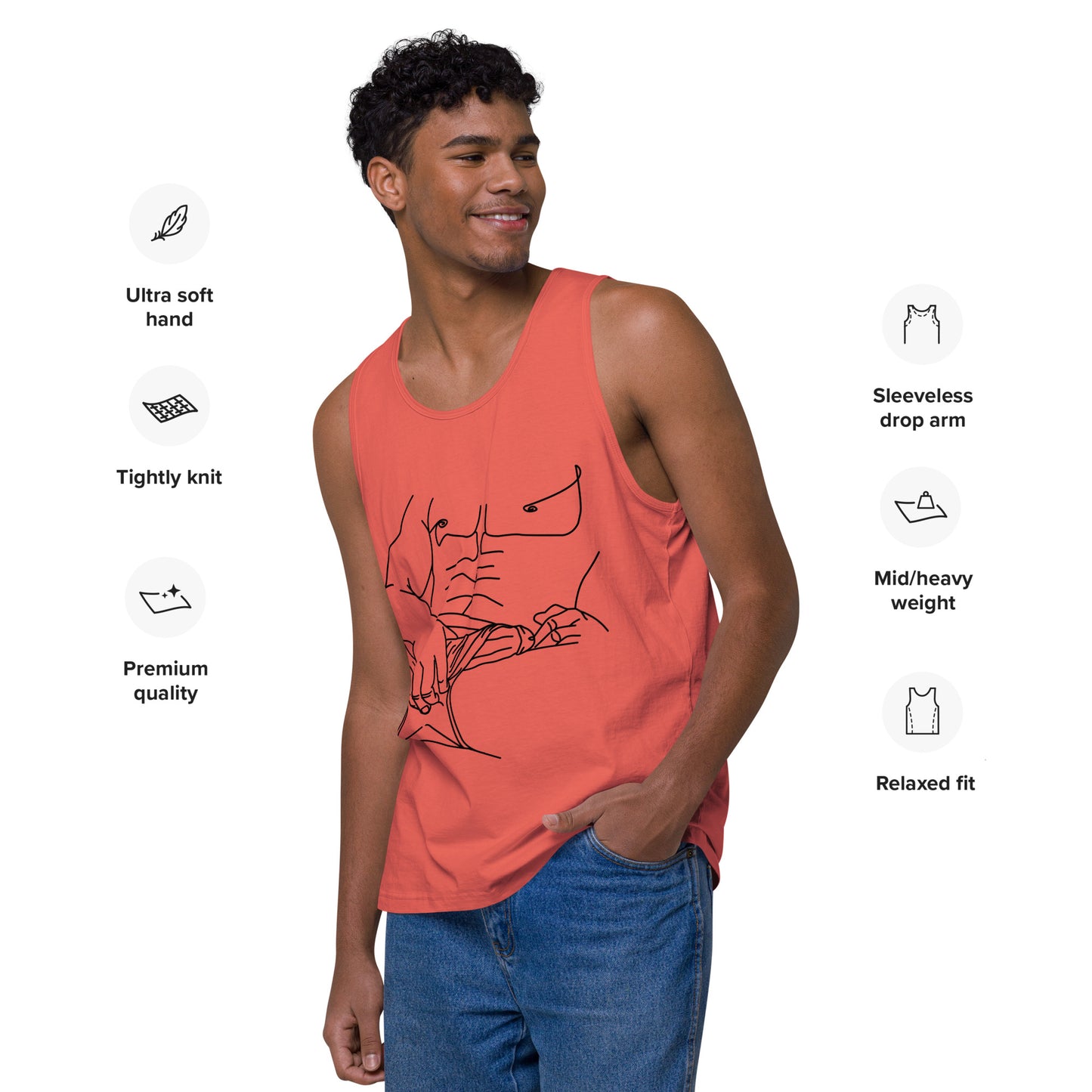 FALLEN ANGEL - Men’s Premium Graphic Tank Top "Excited"