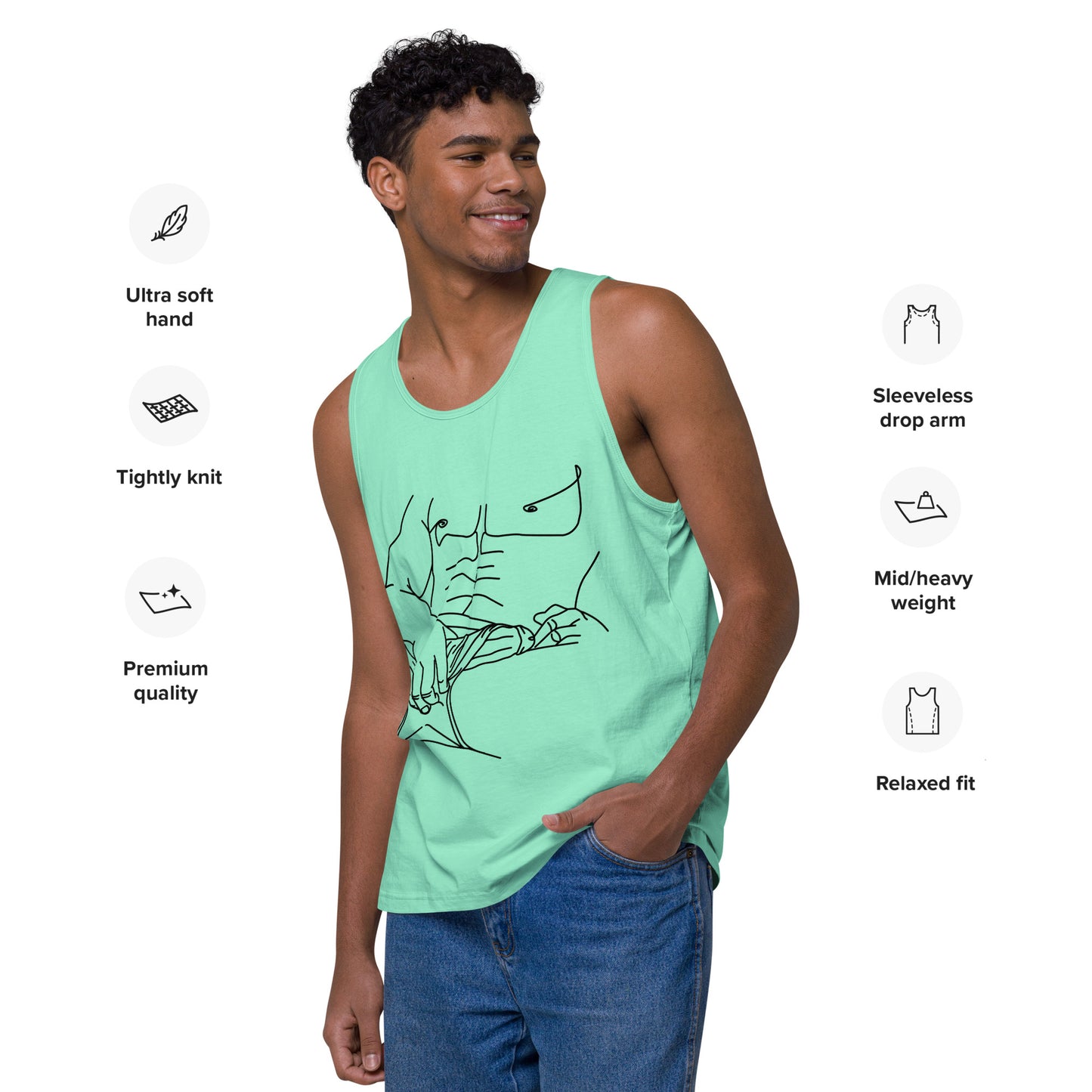 FALLEN ANGEL - Men’s Premium Graphic Tank Top "Excited"