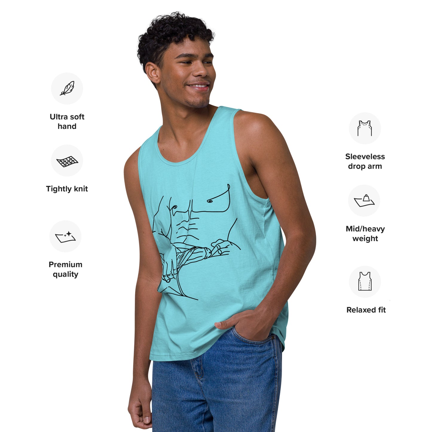 FALLEN ANGEL - Men’s Premium Graphic Tank Top "Excited"