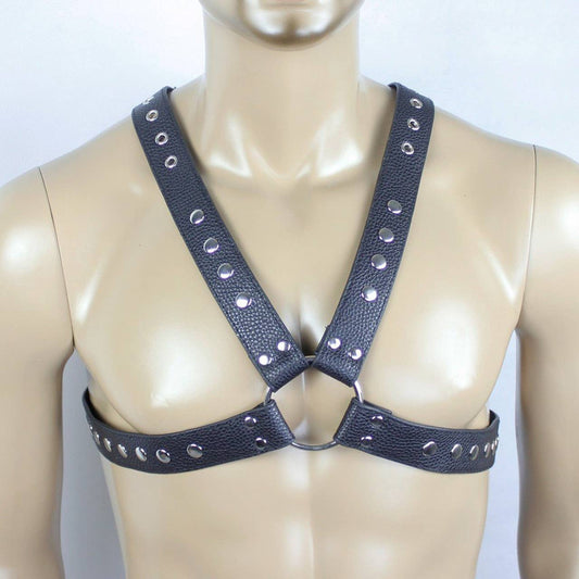 Men's Chest Harness - X-Cross PVC Vegan Leather