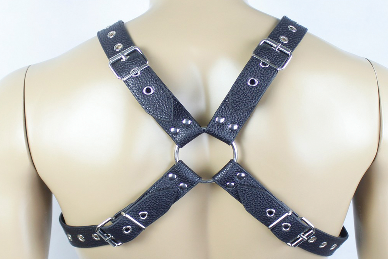 Men's Chest Harness - X-Cross PVC Vegan Leather