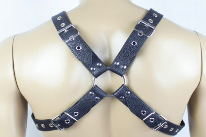 Men's Chest Harness - X-Cross PVC Vegan Leather