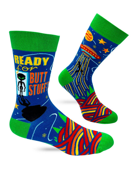 FABDAZ - Ready For Butt Stuff? Men's Novelty Crew Socks