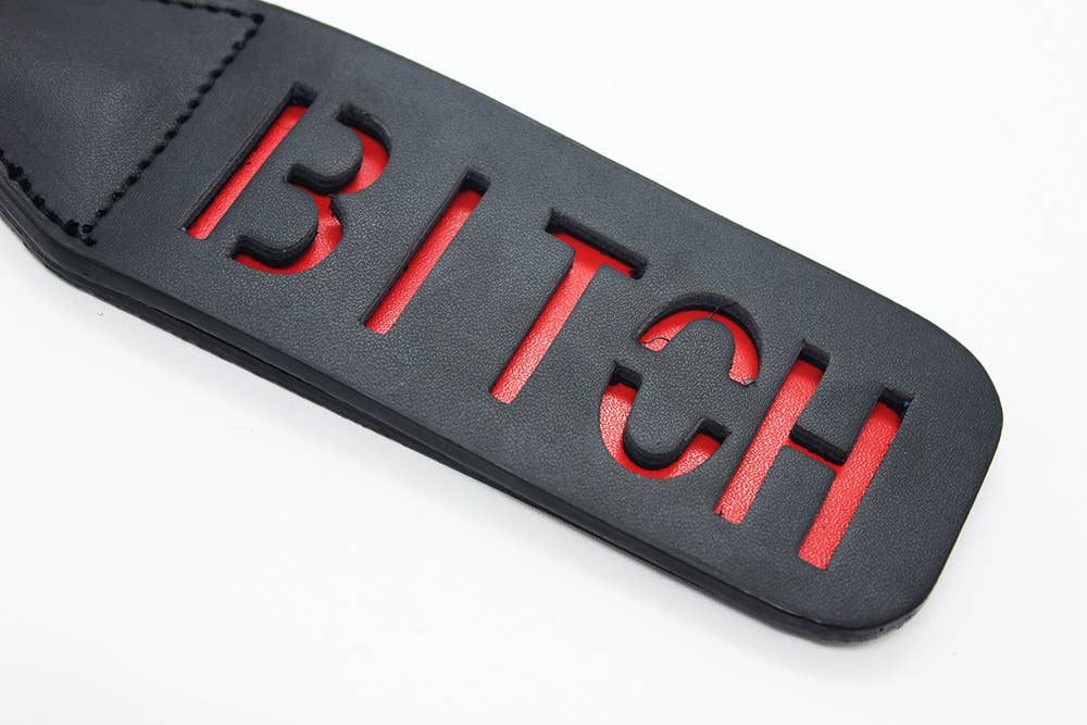 Paddle - "BITCH" Imprint PVC Faux Leather Impact Slapper