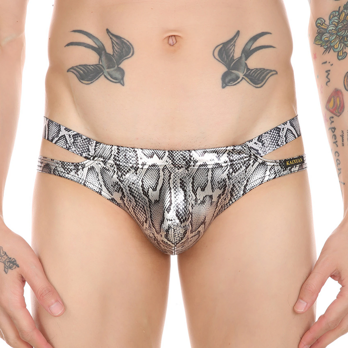 KAIXUAN - Clever MenMode - Faux Leather Side Split Bikini Brief