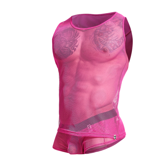 MALEBASICS - Fishnet Tank Top  Hot Pink