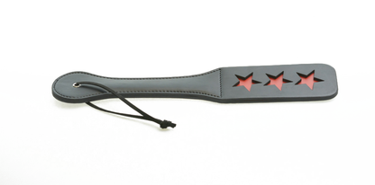 Paddle - 3 Stars Imprint PVC Faux Leather Impact Slapper