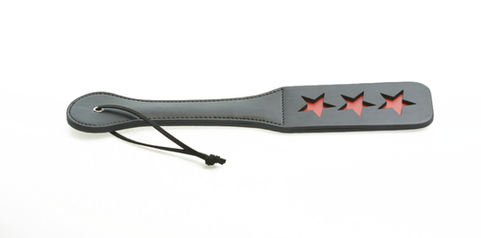 Paddle - 3 Stars Imprint PVC Faux Leather Impact Slapper