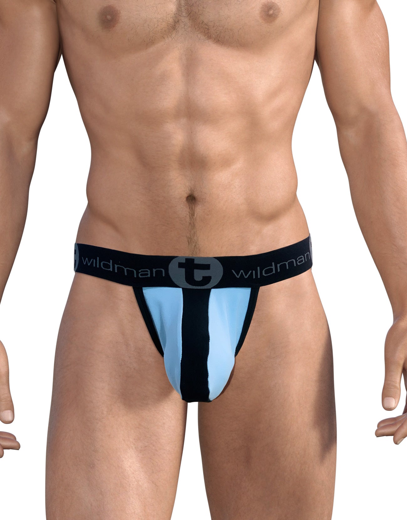 WILDMANT - Stretch Cotton Strapless Jock Big Boy Pouch Light Blue/Black
