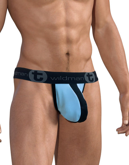 WILDMANT - Stretch Cotton Strapless Jock Big Boy Pouch Light Blue/Black