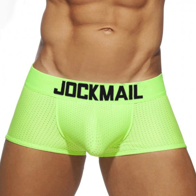 Have a rave or a neon glow party coming up?  Get noticed in these sexy mesh JOCKMAIL boxer briefs in a variety of neon colors to suit your style.
