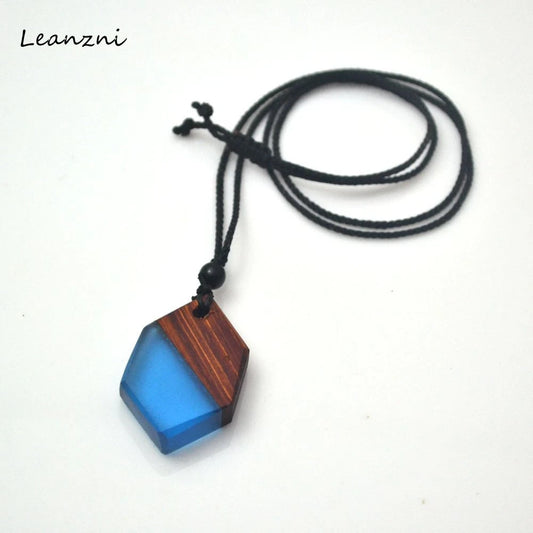 Hand Crafted - Geometric Wood Resin Necklace