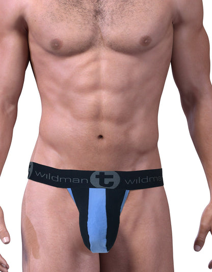 WILDMANT - Stretch Cotton Strapless Jock Big Boy Pouch Black/Blue