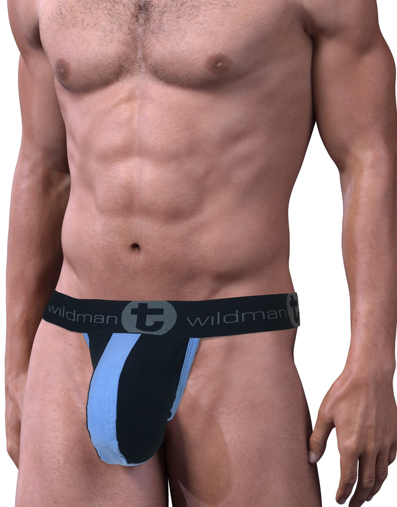 WILDMANT - Stretch Cotton Strapless Jock Big Boy Pouch Black/Blue