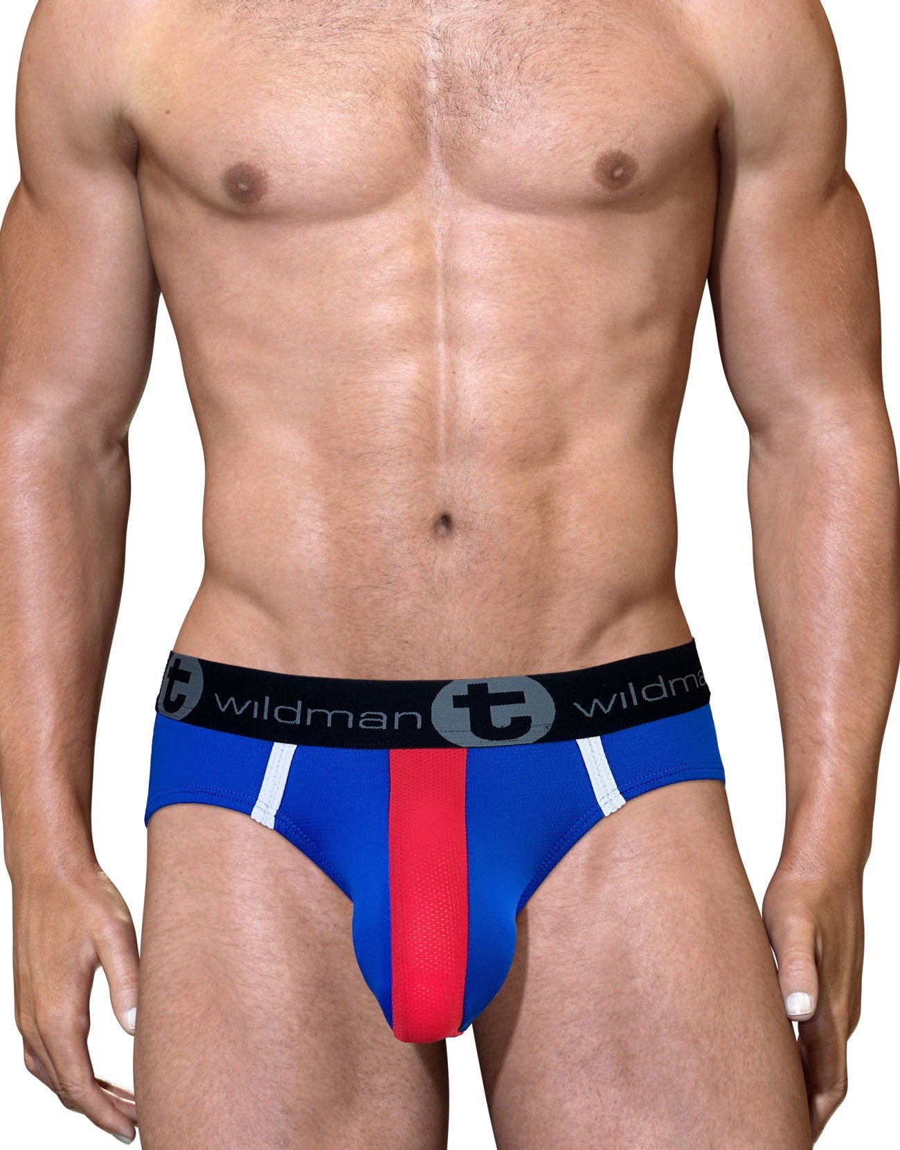 WILDMANT - BIG BOY POUCH MESH BRIEF ROYAL RED/WHITE/BLUE