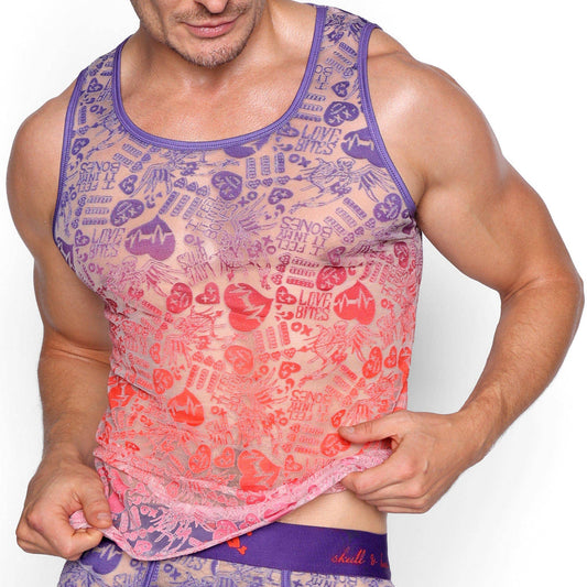 SKUL & BONES - Love Bites Burnout Purple Ombre Tank